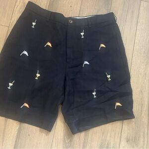 Brooks Brothers Black Shorts with Colorful Embroidery